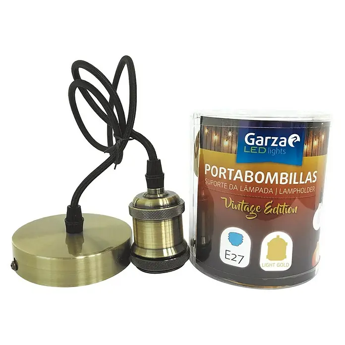 Garza Lámpara colgante Vintage - 60 W, L x An x Al: 10 x 10 x 100 cm, Bronce, E27