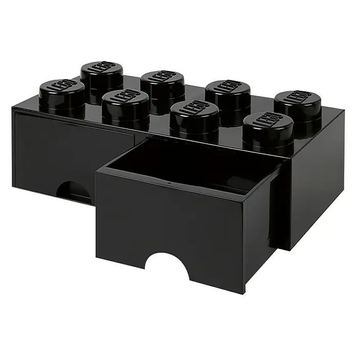 Lego Schubladenbox Brick - L x B x H: 50 x 25 x 18 cm, Schwarz, Anzahl Schubladen: 2 Stk. - Linke Seitenansicht
