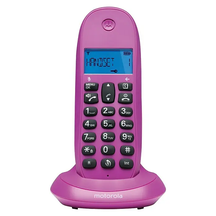 Motorola Teléfono inalámbrico C1001 - Funciones: Rellamada, Violeta