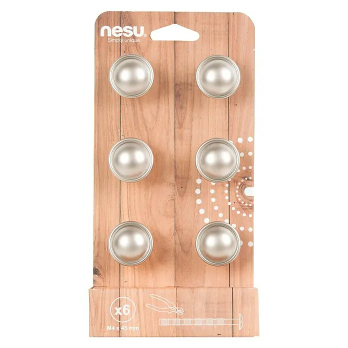 Nesu Set de pomos para muebles 13302 6 uds. - 6 pzs., Ø x Al: 29 x 23 mm, Acero, Niquelado