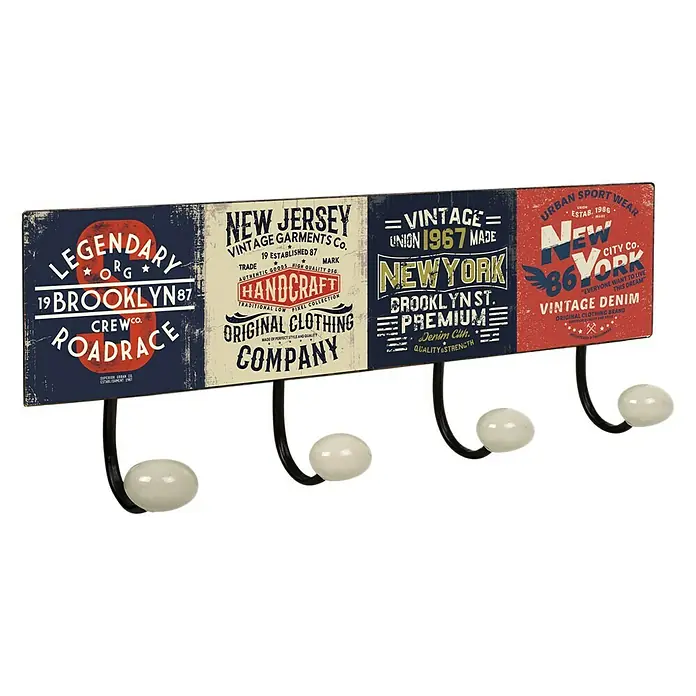 Nesu Garderobenleiste New York - L x B x H: 400 x 155 x 70 mm, Anzahl Haken: 4 Stk. - Vorderansicht
