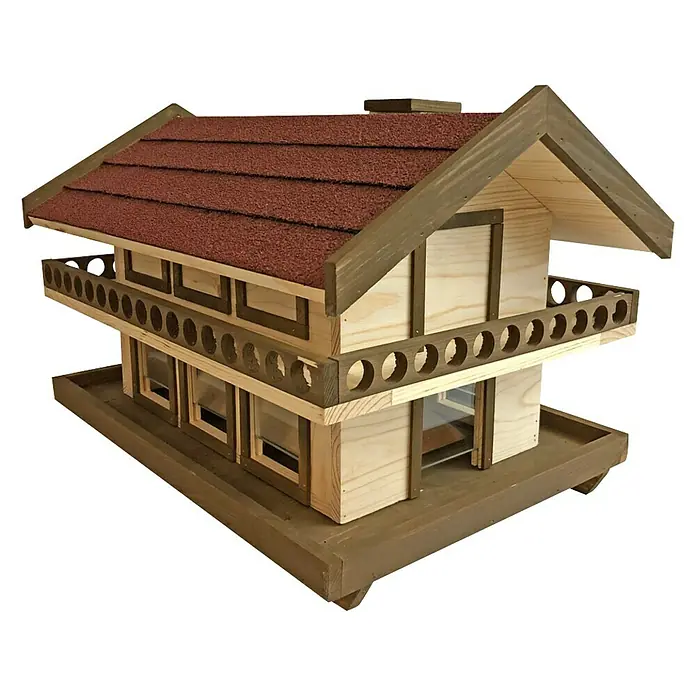 Windhager Vogelhaus Landhaus - L x B x H: 38,5 x 38,5 x 58,5 cm, Natur/Braun, Massivholz