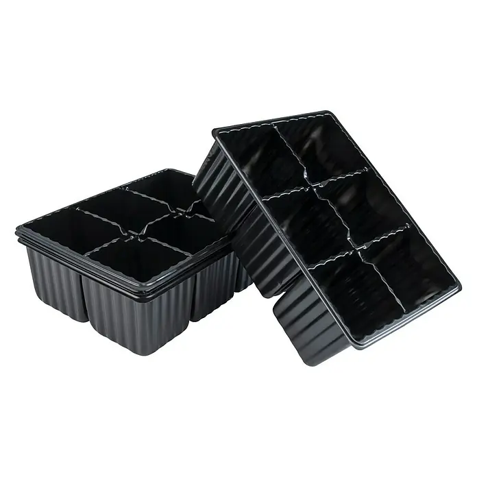 Windhager Anzuchttopf - L x B x H: 17,5 x 13,5 x 5,5 cm, Schwarz, 4x6 Töpfe