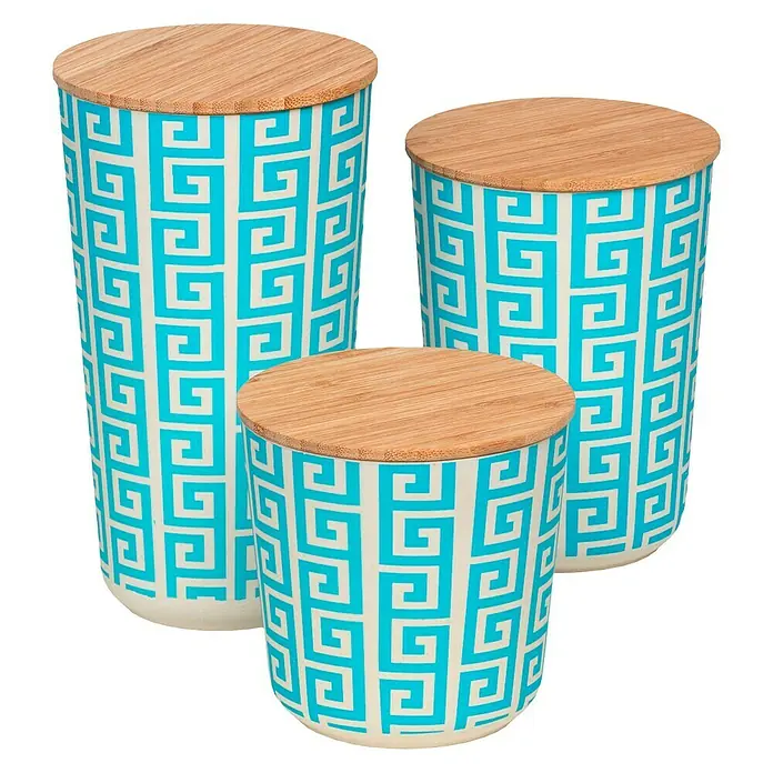 Wenko Bote de cocina Edge 0,5 l - L x An x Al: 10,5 x 10,5 x 10,5 cm, Bambú, Azul