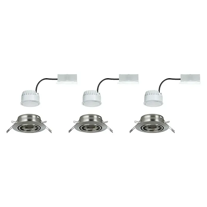 Paulmann LED-Einbauleuchten-Set Base - 5 W, Eisen gebürstet, 3 Stk., Warmweiß