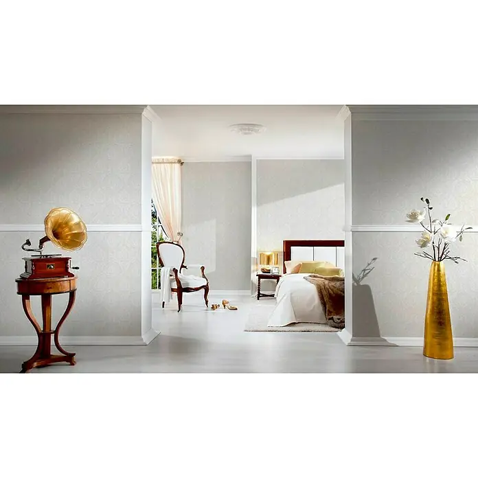 AS Creation Strukturtapete Belle Epoque - Beige/Weiß, Ornament, L x B: 10,05 x 0,53 m