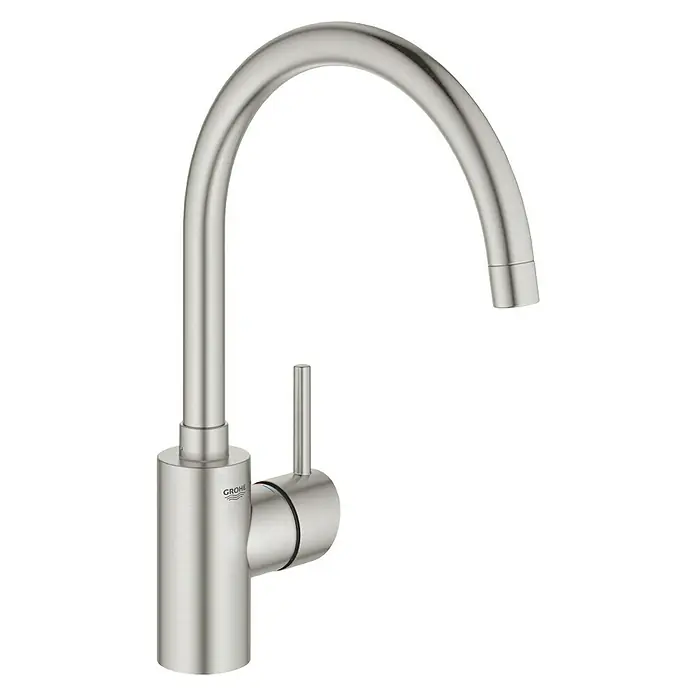 Grohe Concetto Spültischarmatur - Edelstahl, Satiniert, Hoher Auslauf - Vorderansicht