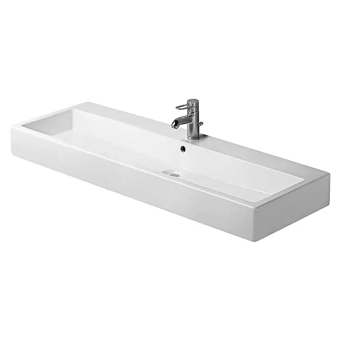 Duravit Vero Waschtisch - 120 x 47 cm, Ohne Spezialglasur, Hahnloch: Mitte, Mit Überlauf, Weiß, Ungeschliffen - Vorderansicht