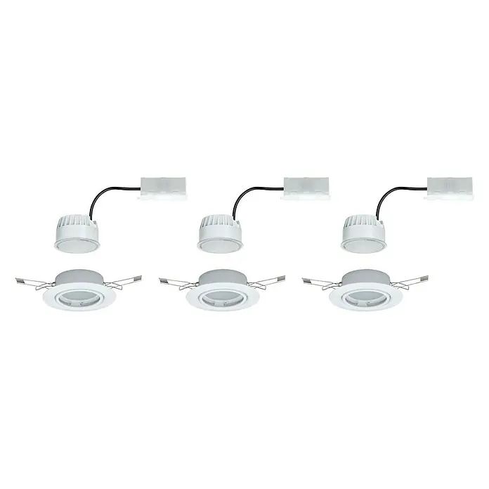 Paulmann LED-Einbauleuchten-Set Base - 5 W, Weiß, 3 Stk., Warmweiß