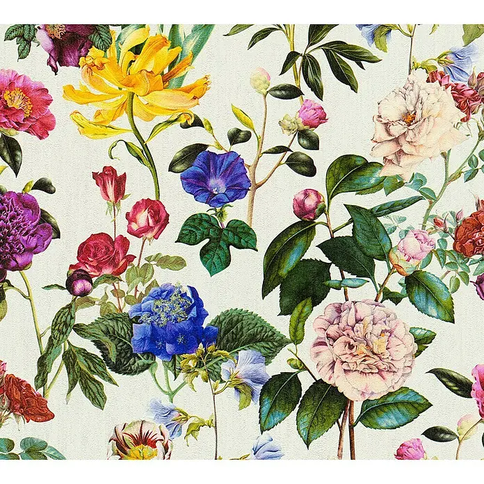 AS Creation Trendwall Vliestapete Blumenwiese - Bunt/Weiß, Floral, 10,05 x 0,53 m - Detailaufnahme