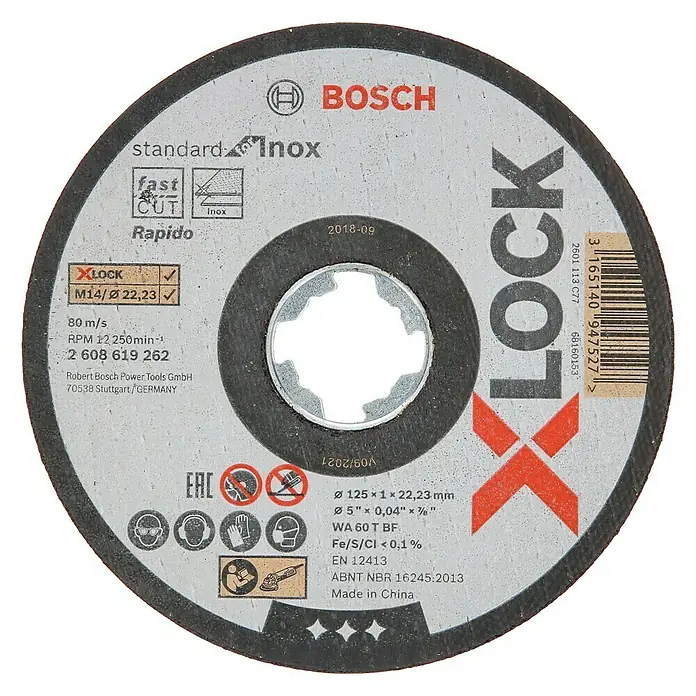 Bosch Professional X-Lock Doorslijpschijf X-Lock Standard for Inox WA 60 T BF - Schijfdiameter: 125 mm, Dikte plaat: 1 mm, Geschikt voor: Metaal