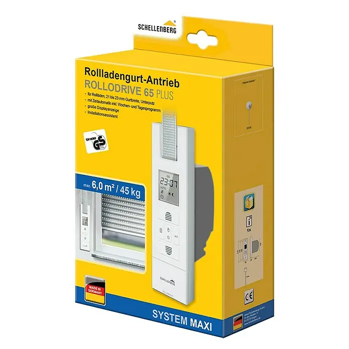 Schellenberg Rollladen-Gurtwickler Rollo Drive 65 Plus - Zugkraft: 45 kg, Gurtbreite: 23 mm, Unterputz