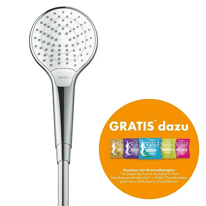 Hansgrohe Handbrause My Select S Vario - Anzahl Funktionen: 3 Stk., Durchmesser: 11 cm, Weiß/Chrom - Vorderansicht