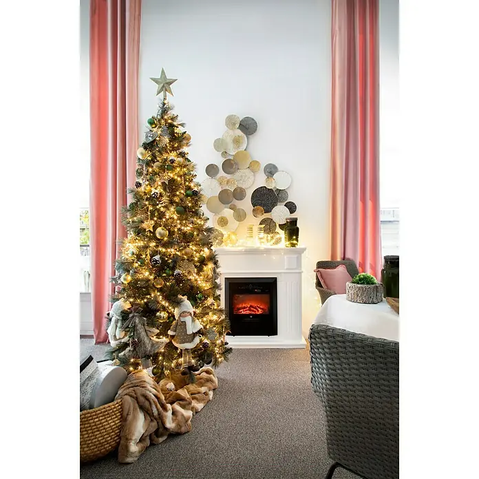 Električni kamin - Bijelo-crno, 2.000 W, D x Š x V: 26 x 109 x 100 cm