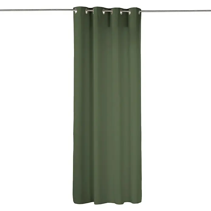Cortina con ollaos Velvet - 140 x 270 cm, 100% poliéster, Verde