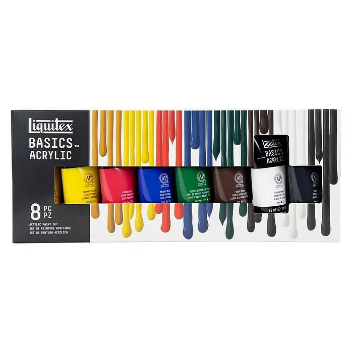 Liquitex Basics Acrylverfset - Basic colours, 8 st. x 75 ml, Tube - Vooraanzicht