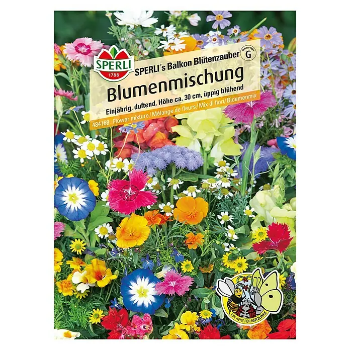 Sperli Blumensamen Balkon Blütenzauber - Verschiedene Sorten, Mehrfarbig, 2 m² - Vorderansicht