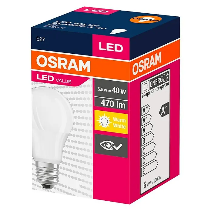 Osram LED žarulja - E27, 5,5 W, Topla bijela, 470 lm