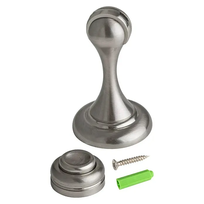 Türstopper mit Magnetanschlag - L x B: 76 x 45 mm, Montageart: Schrauben, Vernickelt - Rechte Seitenansicht
