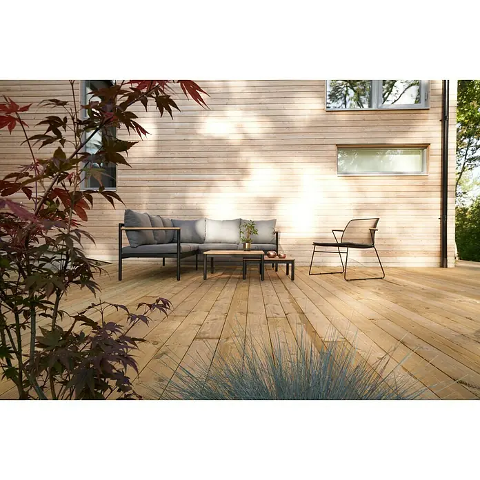 SENSUM Conjunto de muebles Bergby - 3 piezas, Aluminio/Eucalipto, Antracita/Roble claro