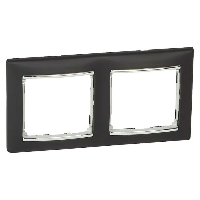Legrand Abdeckrahmen Valena - Schwarz, Silber, 2-fach, Kunststoff, Unterputz