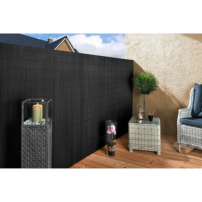 Sichtschutzmatte - 300 x 180 cm, Kunststoff, Anthrazit - Stimmungsaufnahme