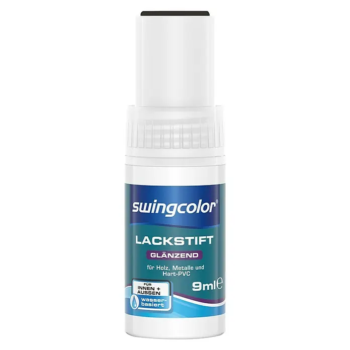 swingcolor Buntlack Acryl Lackstift - Schwarz, 9 ml, Glänzend, Wasserbasiert - Vorderansicht