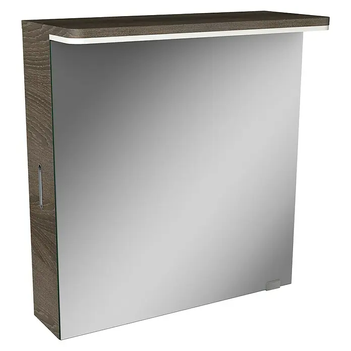 Modern 3.0 LED-Spiegelschrank - B x H: 60 x 68,4 cm, Rechts, Mit Beleuchtung, Spanplatte, Eiche Maron - Linke Seitenansicht