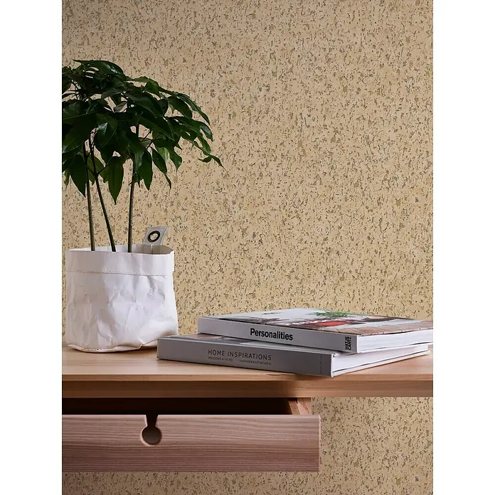 AS Creation Neue Bude 2.0 ED II Vliestapete Kork - Gelb/Gold, Uni, 10,05 x 0,53 m - Stimmungsaufnahme