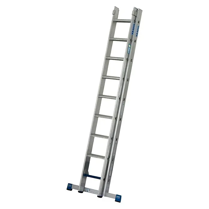 Krause Stabilo Sprossen-Schiebeleiter +S - Arbeitshöhe: 5,15 m, Anzahl Tritte: 2 x 9 Sprossen, Aluminium - Linke Seitenansicht