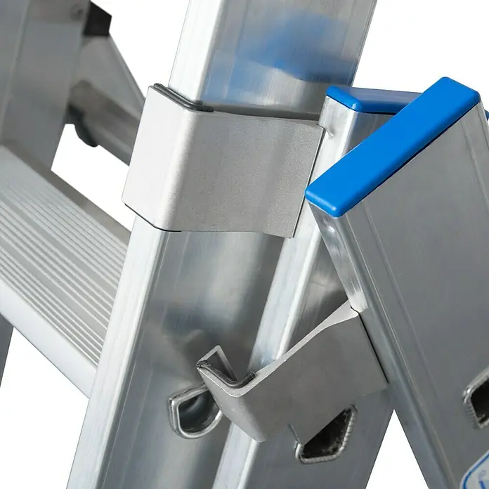 Krause Stabilo Sprossen-Mehrzweckleiter +S - Arbeitshöhe: 5,95 m, Anzahl Tritte: 3 x 8 Sprossen, Aluminium - Detailaufnahme