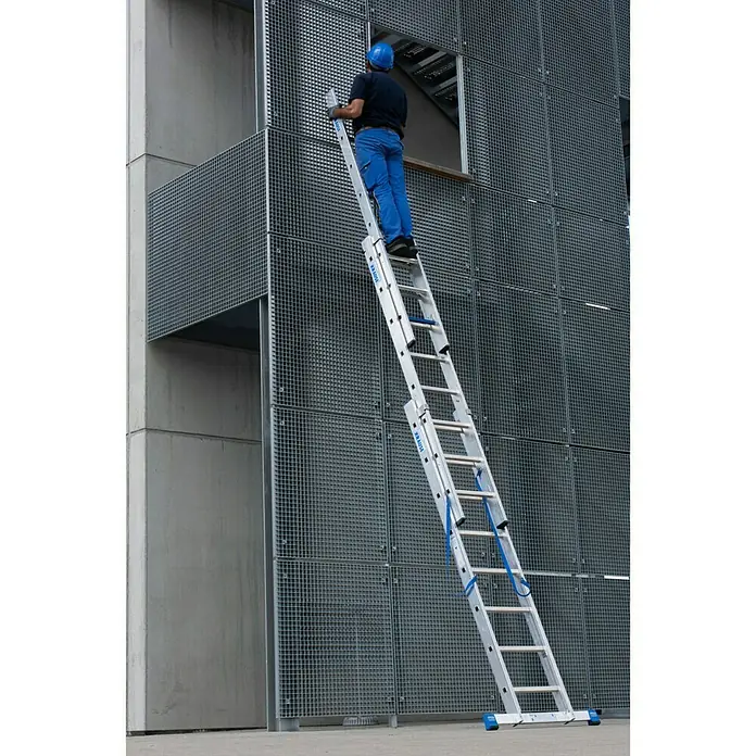Krause Stabilo Sprossen-Mehrzweckleiter +S - Arbeitshöhe: 5,95 m, Anzahl Tritte: 3 x 8 Sprossen, Aluminium - Anwendungsbeispiel