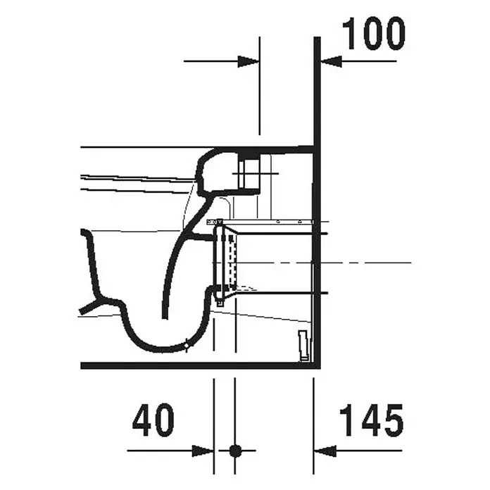 Duravit ME by Starck Stand-WC Typ 2 - Mit Spülrand, Ohne Spezialglasur, Spülform: Tief, WC Abgang: Waagerecht, Weiß