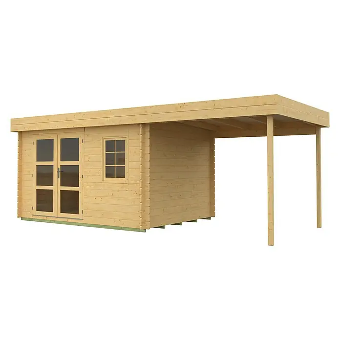 Caseta de madera Lounge 2 - Madera, Área: 14,5 m², Espesor de pared: 28 mm