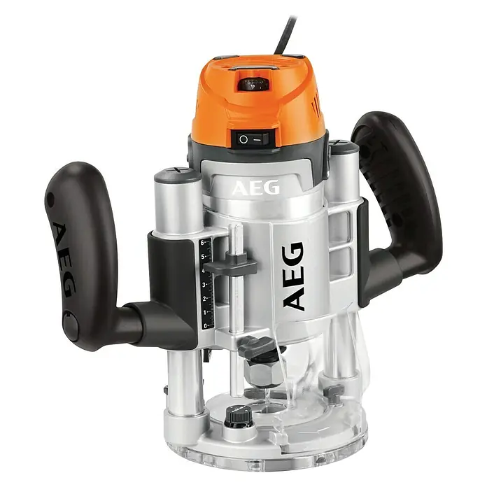 AEG Powertools Oberfräse MF 1400 KE - 1.400 W, Max. Fräskorbhub: 64 mm - Rechte Seitenansicht