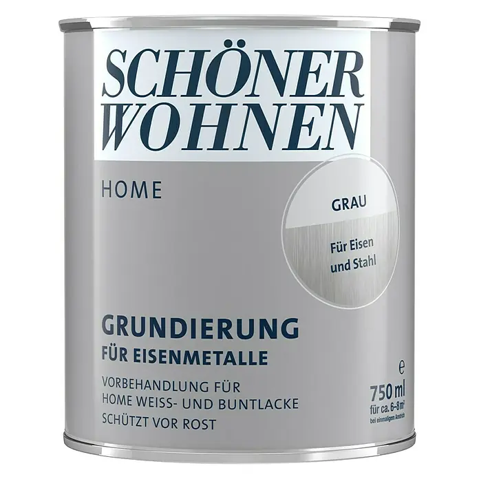 SCHÖNER WOHNEN-Farbe Home Grundierung Eisen - Grau, 750 ml - Vorderansicht