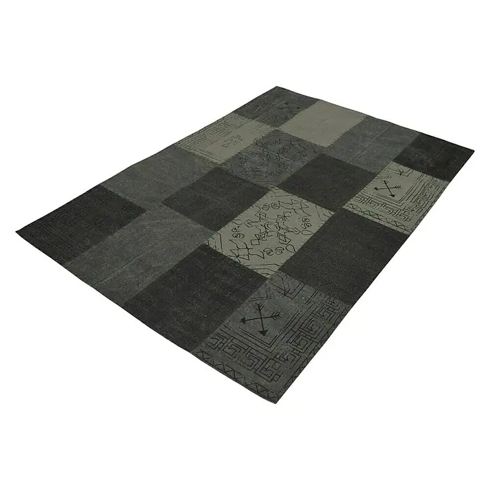 Kayoom Flachgewebeteppich Lyrical 210 - Grau, 170 x 120 cm, 100 % Baumwolle - Linke Seitenansicht