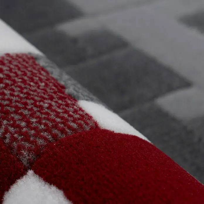 Kayoom Kurzflorteppich Vancouver 210 - Grau/Rot, 170 x 120 cm, 100 % Polypropylen - Detailaufnahme