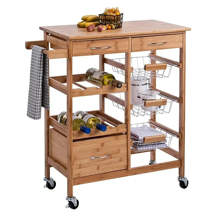 Zeller Present Carro de cocina - L x An x Al: 36 x 66 x 84 cm, Bambú