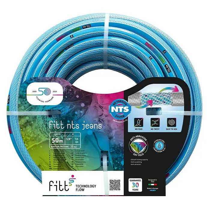 Fitt Manguera para jardín Jeans NTS Skytech - Largo: 50 m, Diámetro tubo flexible: 15 mm