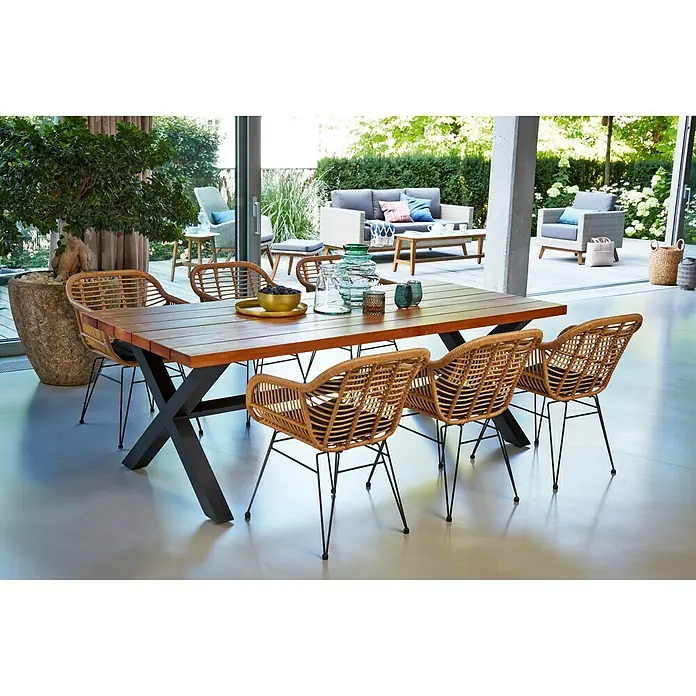 Mesa de jardín Alessia - L x An: 220 x 100 cm, Material del tablero de la mesa: Madera