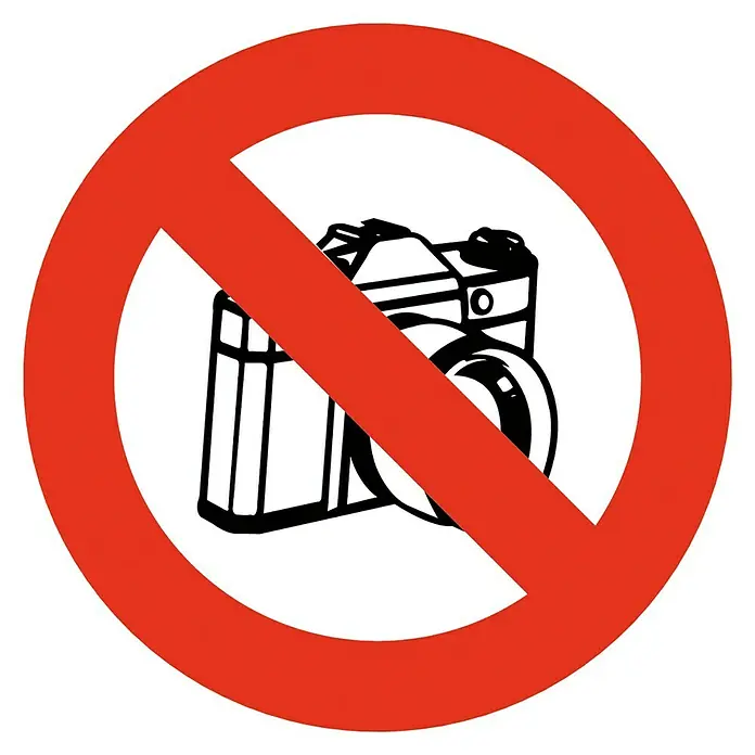 Cartel - Rojo/Blanco, Prohibido hacer fotos, 10,5 x 10,5 cm