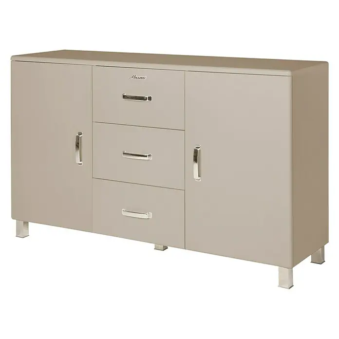 Phönix Miami Sideboard - L x B x H: 43 x 146,4 x 88,8 cm, Taupe, Anzahl Schubladen: 3 Stk., Anzahl Türen: 2 Stk. - Vorderansicht