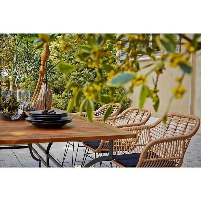 Sunfun Moni Vrtni stol - D x Š: 220 x 100 cm, Drvo, Natur, Crne boje