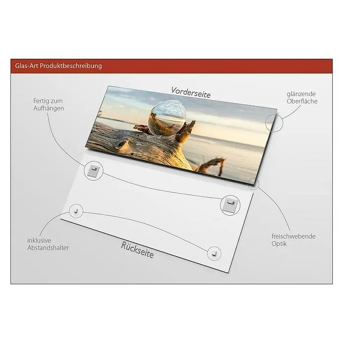 ProArt Glasbild - Drop on Wood, B x H: 80 x 30 cm - Anwendungsbeispiel