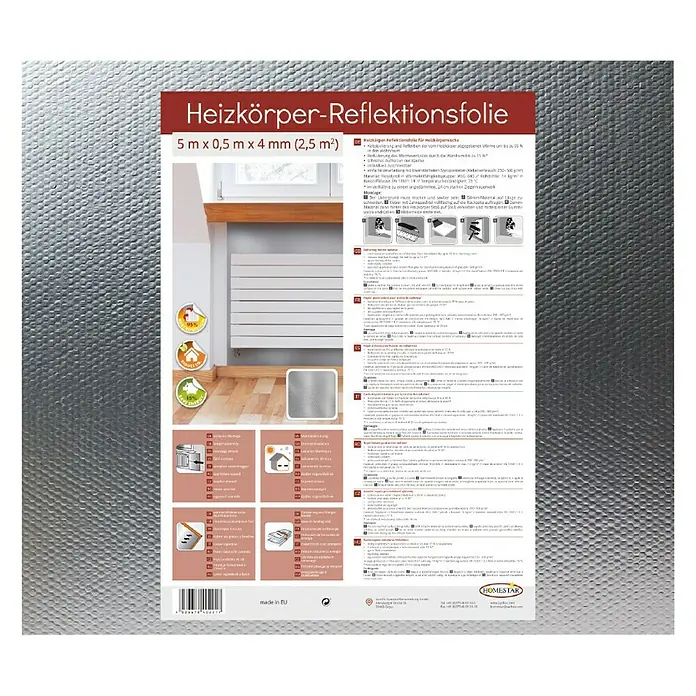 Dämmplatte - Kaschierung: Aluminium, Inhalt ausreichend für ca.: 2 m², 50 x 50 x 0,4 cm, 8 Stk. - Vorderansicht