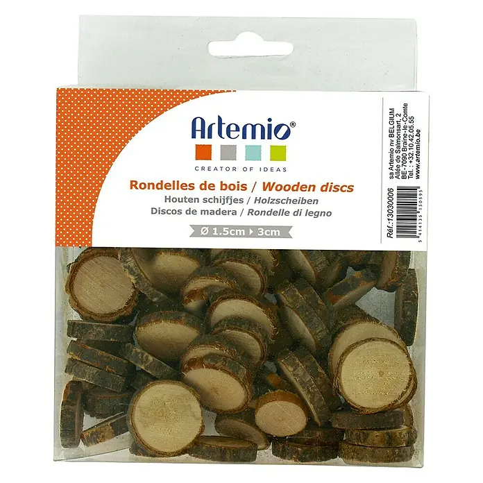 Artemio Pieza decorativa Láminas madera - 130 ud., Madera, 1,5 x 3 cm