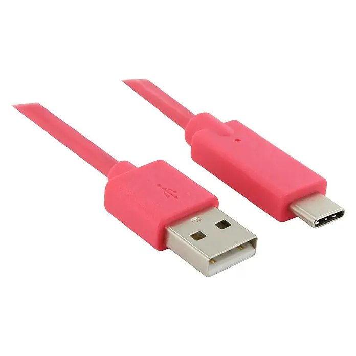 Metronic Cable USB Mooov - Largo: 1 m, Clavija USB A, clavija USB C, Rosa