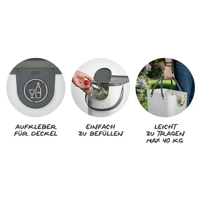 Rotho Albula Mülltrennsystem Albula - 25 l, Weiß, Eckig, Kunststoff
