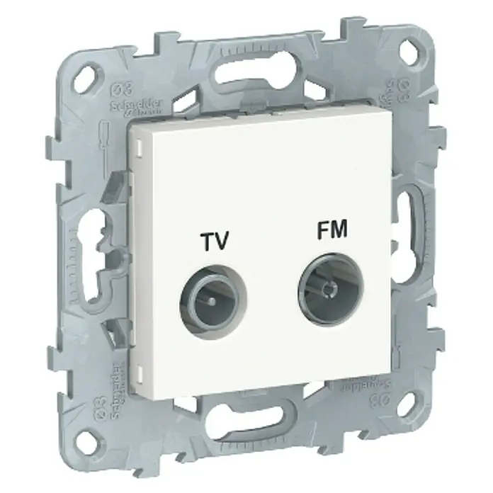 Schneider Electric New Unica Toma TV intermedia - Blanco polar, Plástico, Montaje en la pared